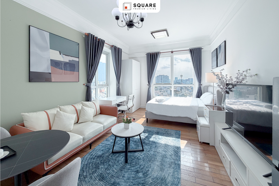 Sunny 1BR Loft 35m² | City View & Pool | Manor G704